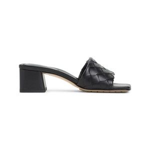 Bottega Veneta Black Nappa Leather Kitten Heel Mule Sandal - NWT